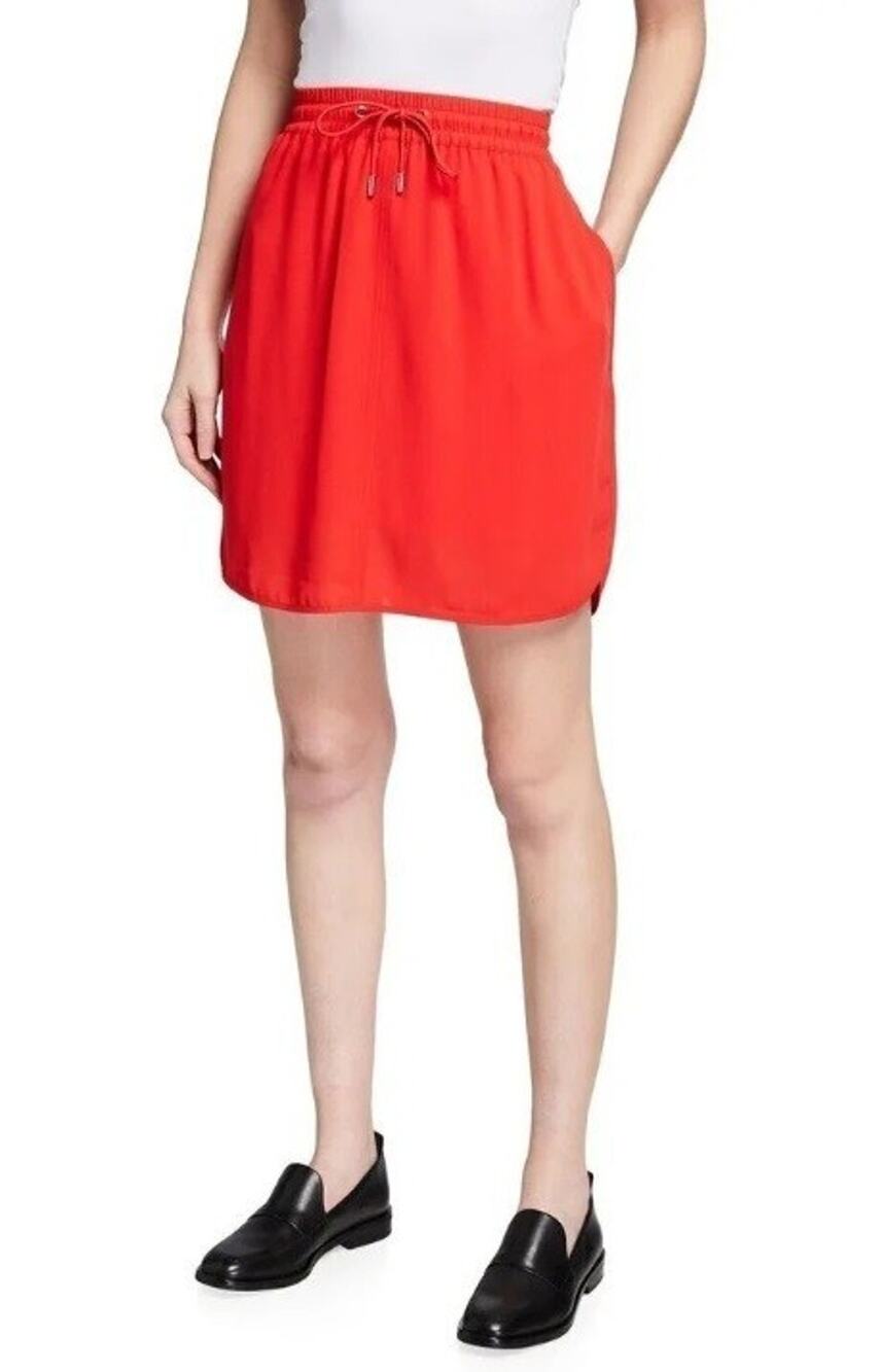 ATM Mini Skirt XL Red Chiffon A Line Short Elastic Waist Lightweight Coastal